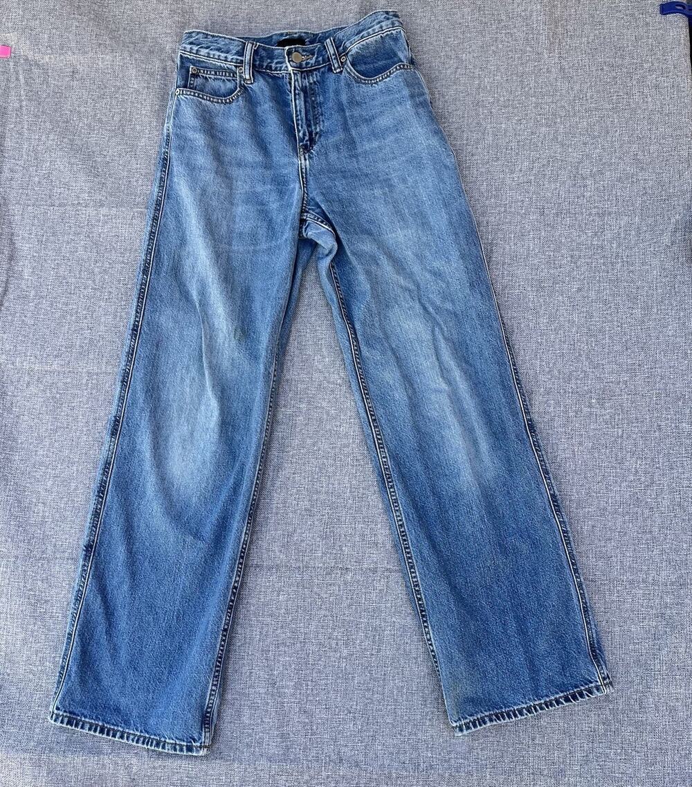 UNIQLO Jeans Womens High Rise Wide Leg Straight Blue Denim 26x30